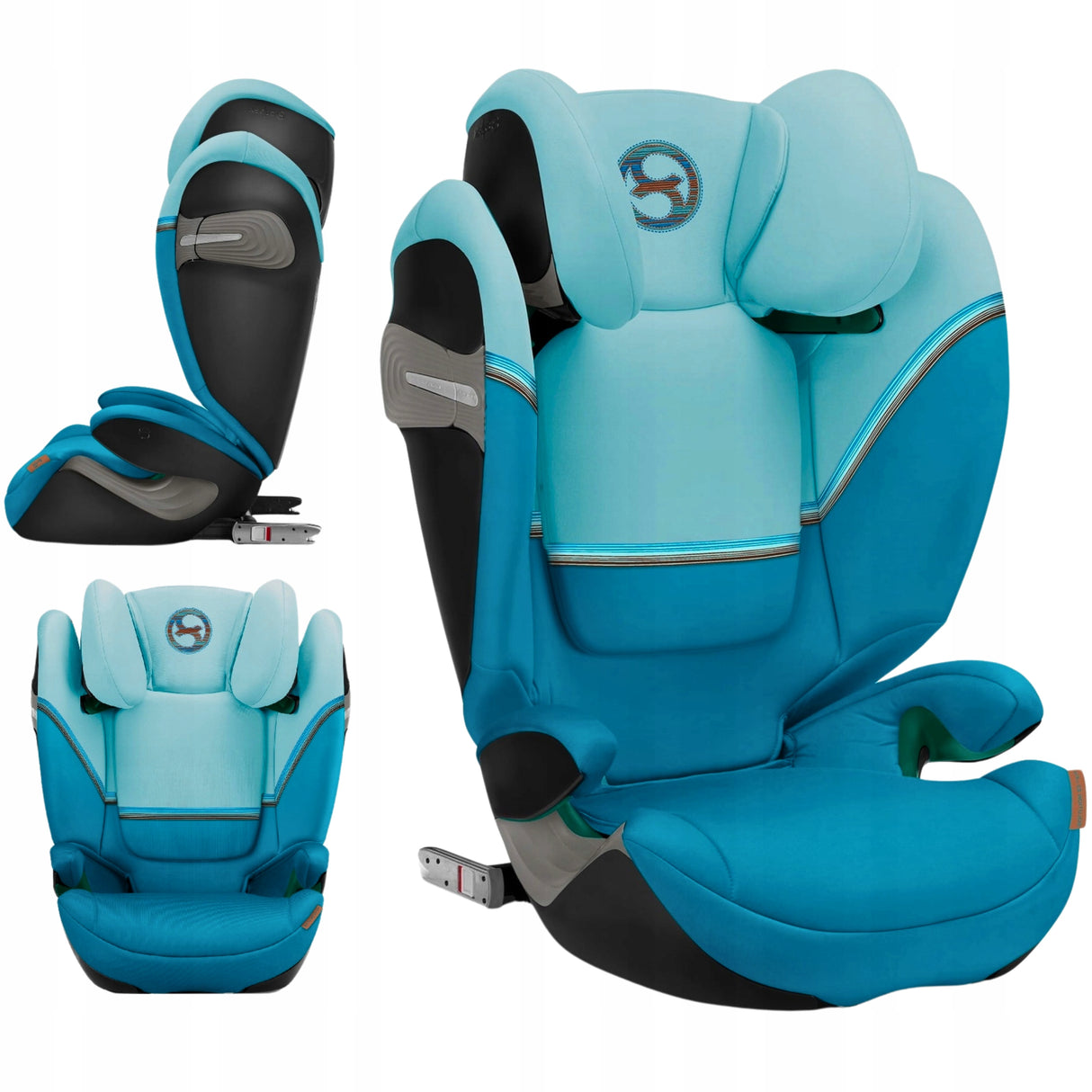 Fotelik Samochodowy Beach Blue 100-150 cm 15-50 KG Podstawka dla Dziecka
