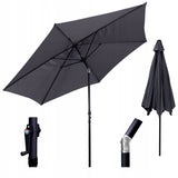 Duży Parasol 300 Cm Ogrodowy Balkonowy Korbką Regulowany Solidny Grafitowy