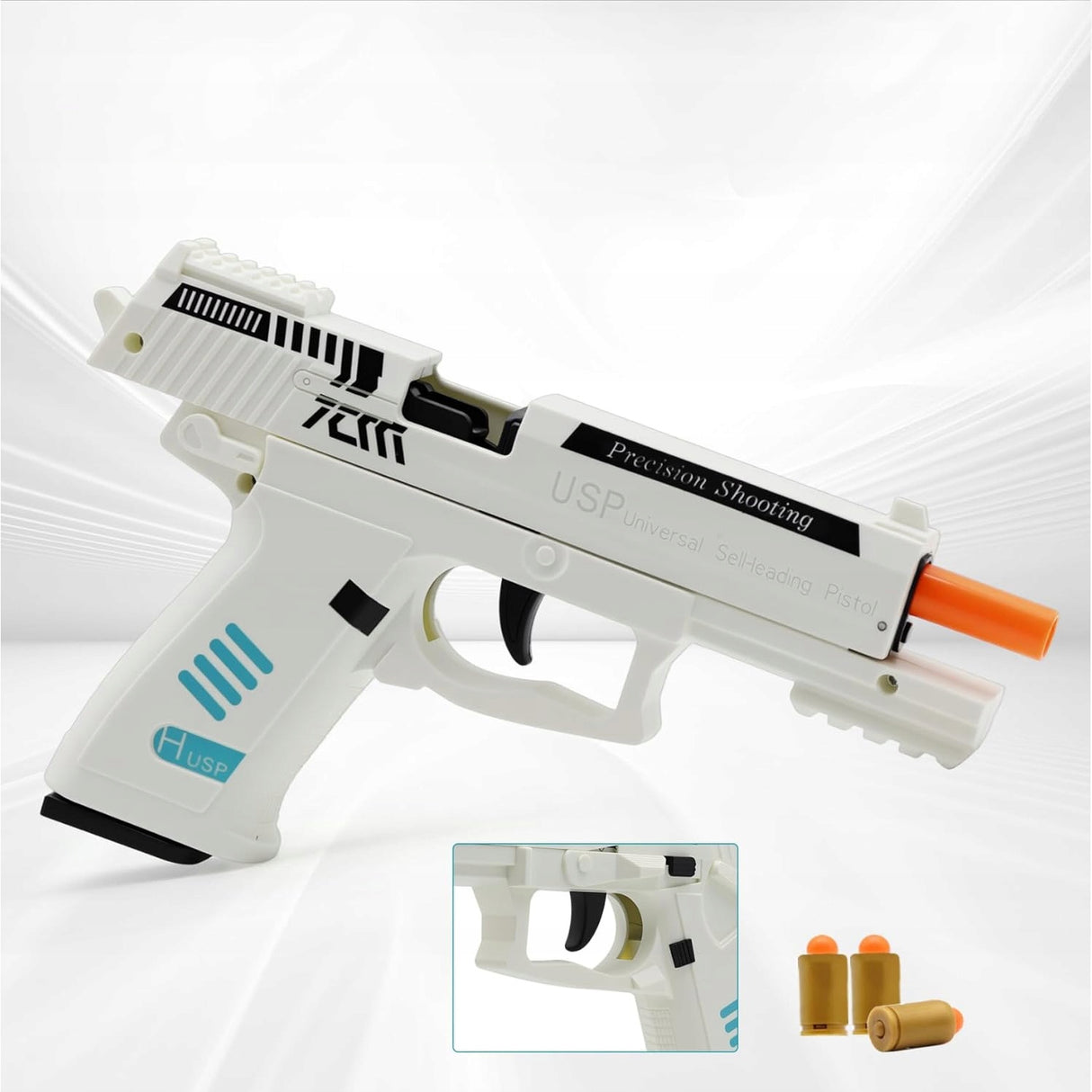 Pistolet Zabawka Automatyczny Wyrzut Łusek 2 Magazynki 100 Kulek
