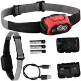 Lampka Czołowa Trekkingowa Czołówka USB V3 o Mocy 600 Lumenów Czerwona