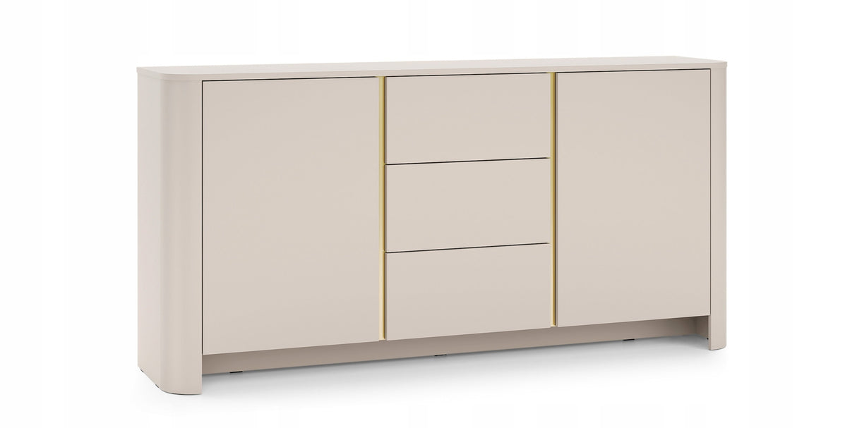 Komoda Dwudrzwiowa z Szufladami Zaokrąglona 168 cm Cashmere Gold 168x39 cm