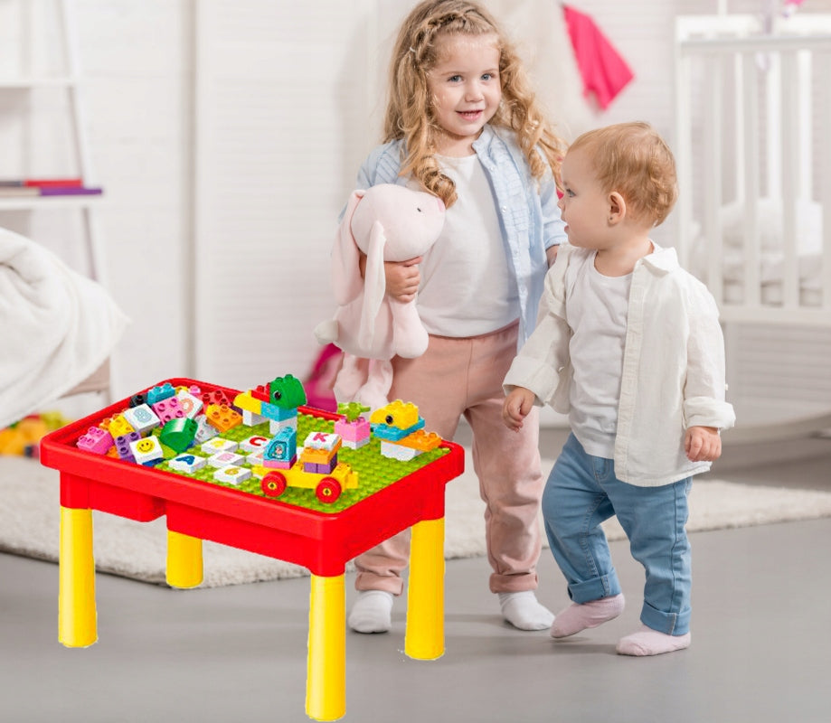 DUŻE KLOCKI PLASTIKOWE KOLOROWE STOLIK EDUKACYJNY