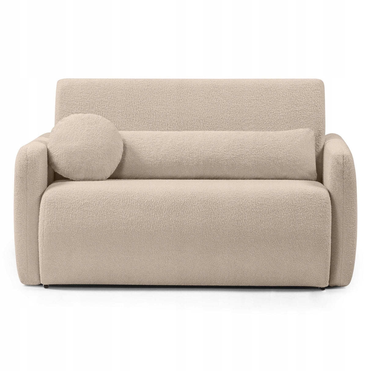 Sofa Salonowa z Funkcją Spania i Pojemnikiem na Pościel Jasnobeżowa Boucle