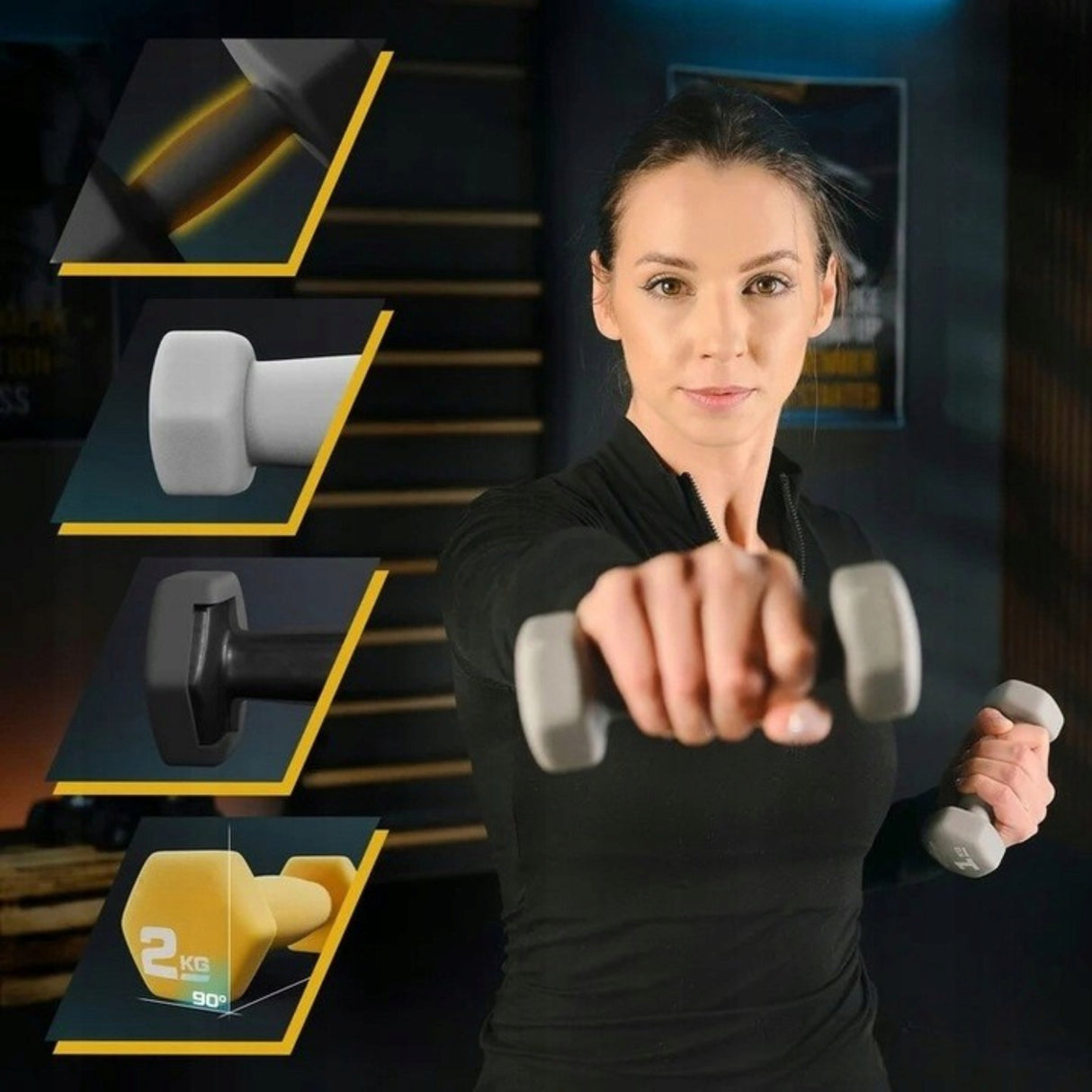 Hantle do Ćwiczeń Ciężarki Fitness Hantelki Zestaw Hantli Ciężarków Stojak