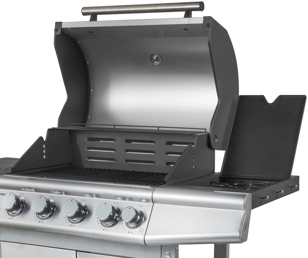 Grill Gazowy Ogrodowy Nierdzewny Żeliwny Ruszt 4+1 17,4kW Z Szafą na Butle
