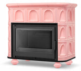 Piec Kaflowy Koza Żeliwny Kominek Barbie Pink Różowy Ceramiczny Stalowy