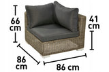 Fotel Ogrodowy Narożny Aluminium Technorattan Nature Dark 86x86x66 cm