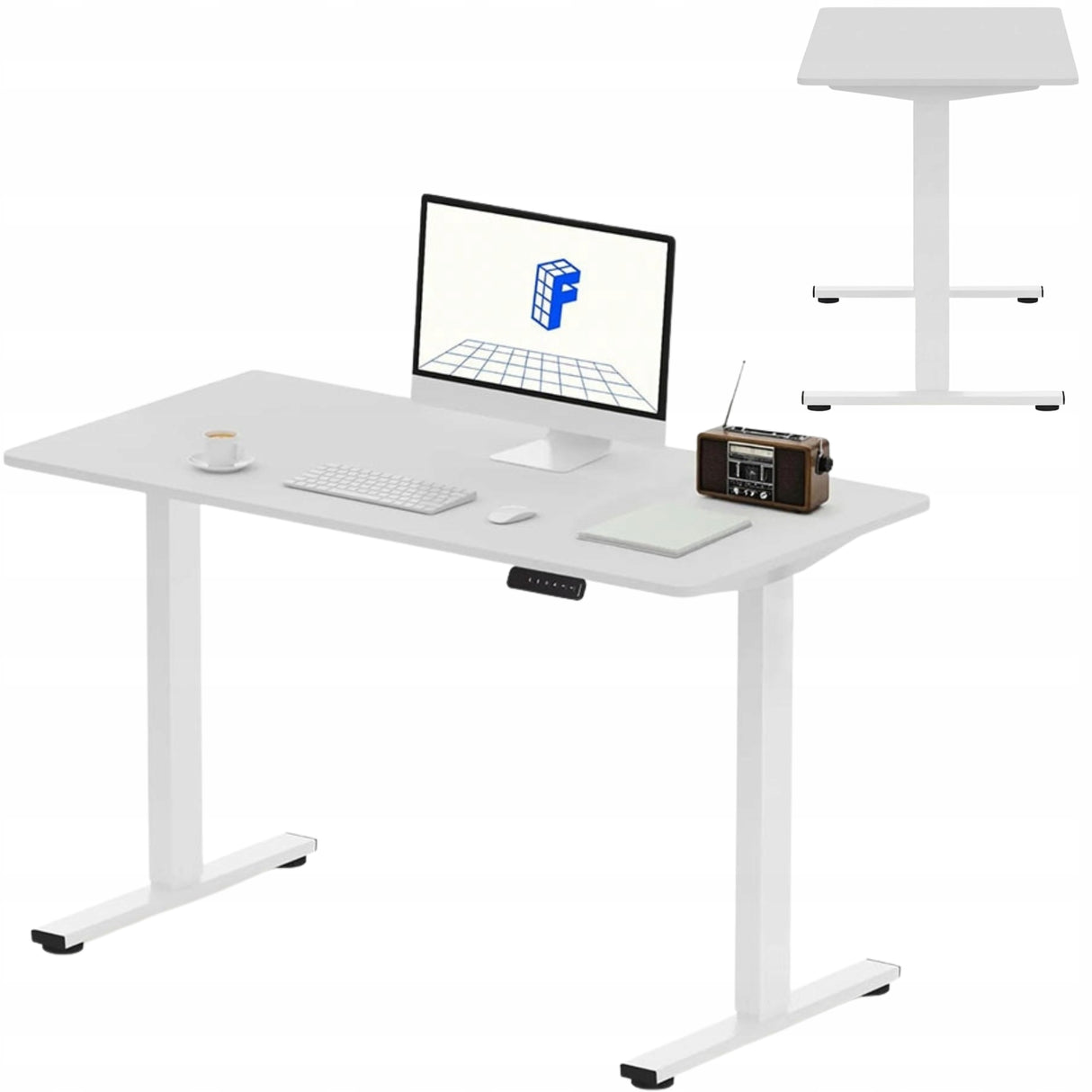 Biurko Stojące Poves Elektryczne Ergonomiczne Regulowane 100x60cm Białe