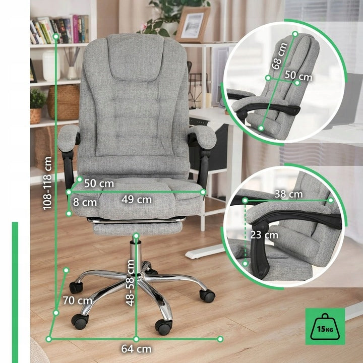 Fotel Obrotowy Biurowy Krzesło z Regulacjami Ergonomiczne Biurowe 118 cm