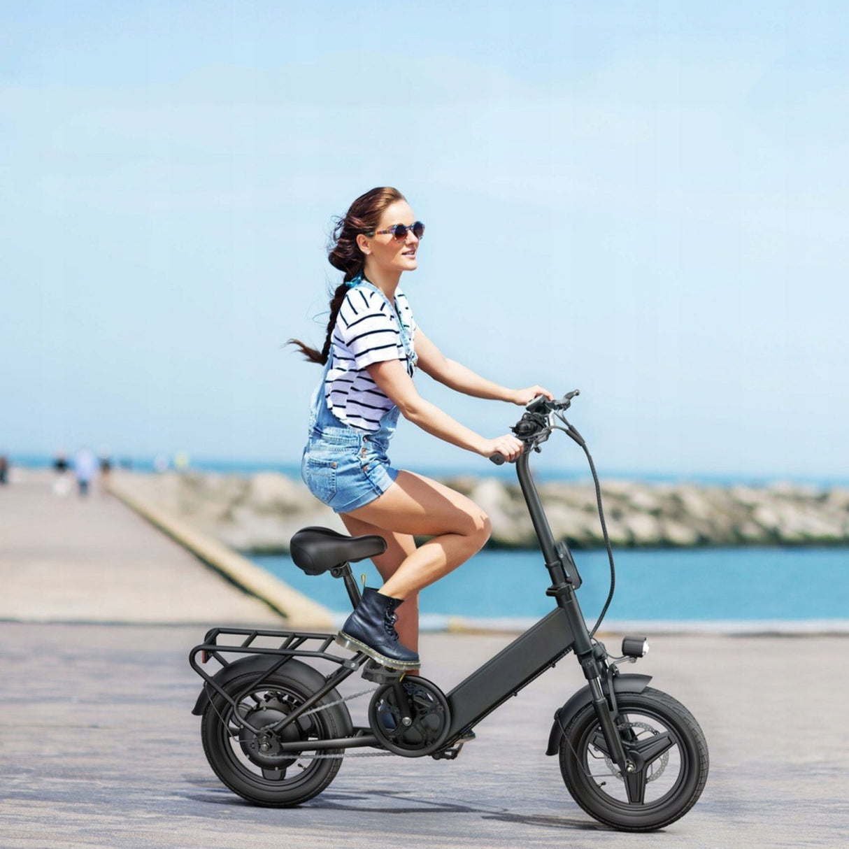 Rower Elektryczny Miejski dla Dorosłych Czarny 14" Cali 250W 10,.4 Ah