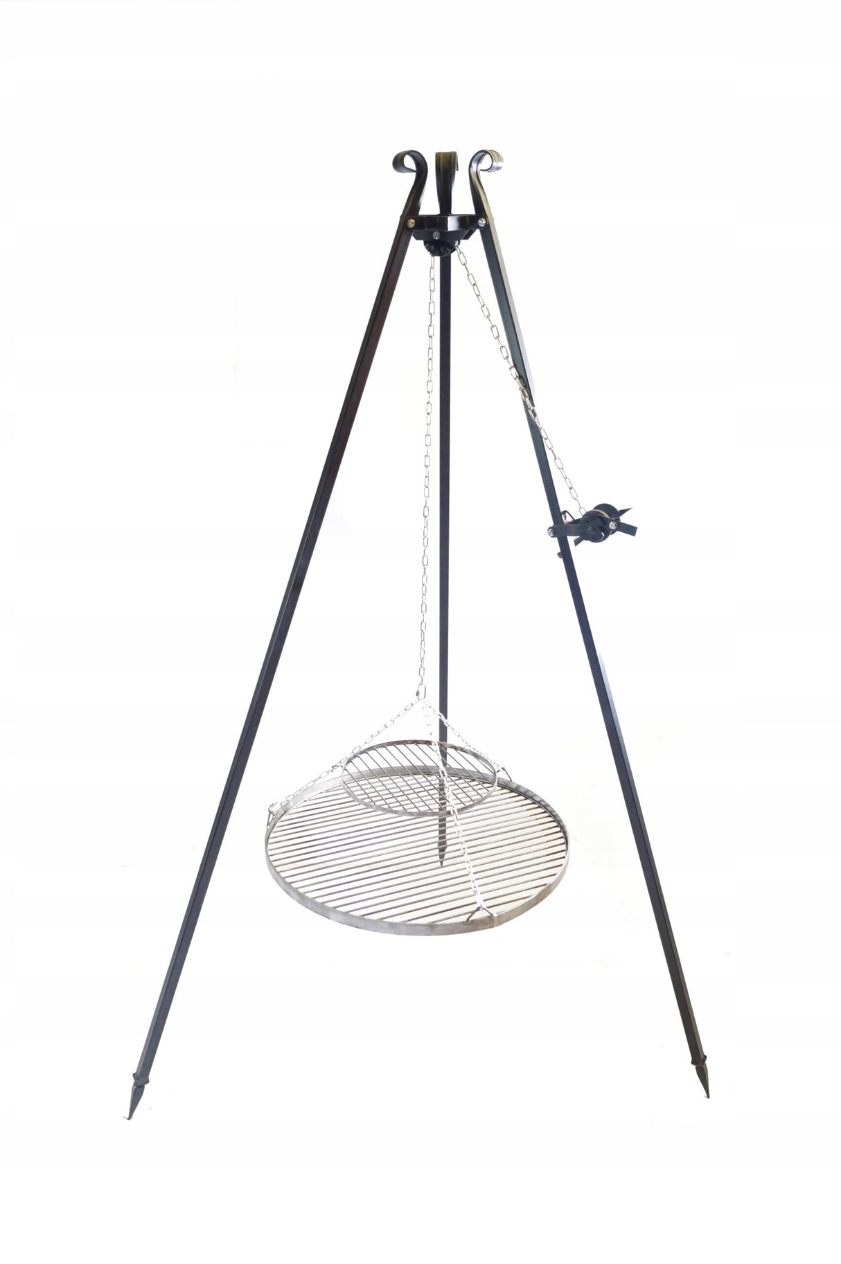 Grill Ogniskowy Kuty z Rusztem Korbką i Małym Dodatkowym Rusztem 70 cm