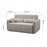 Sofa Rozkładana z Funkcją Spania i Pojemnikiem Beżowoszara 160x105/192 cm