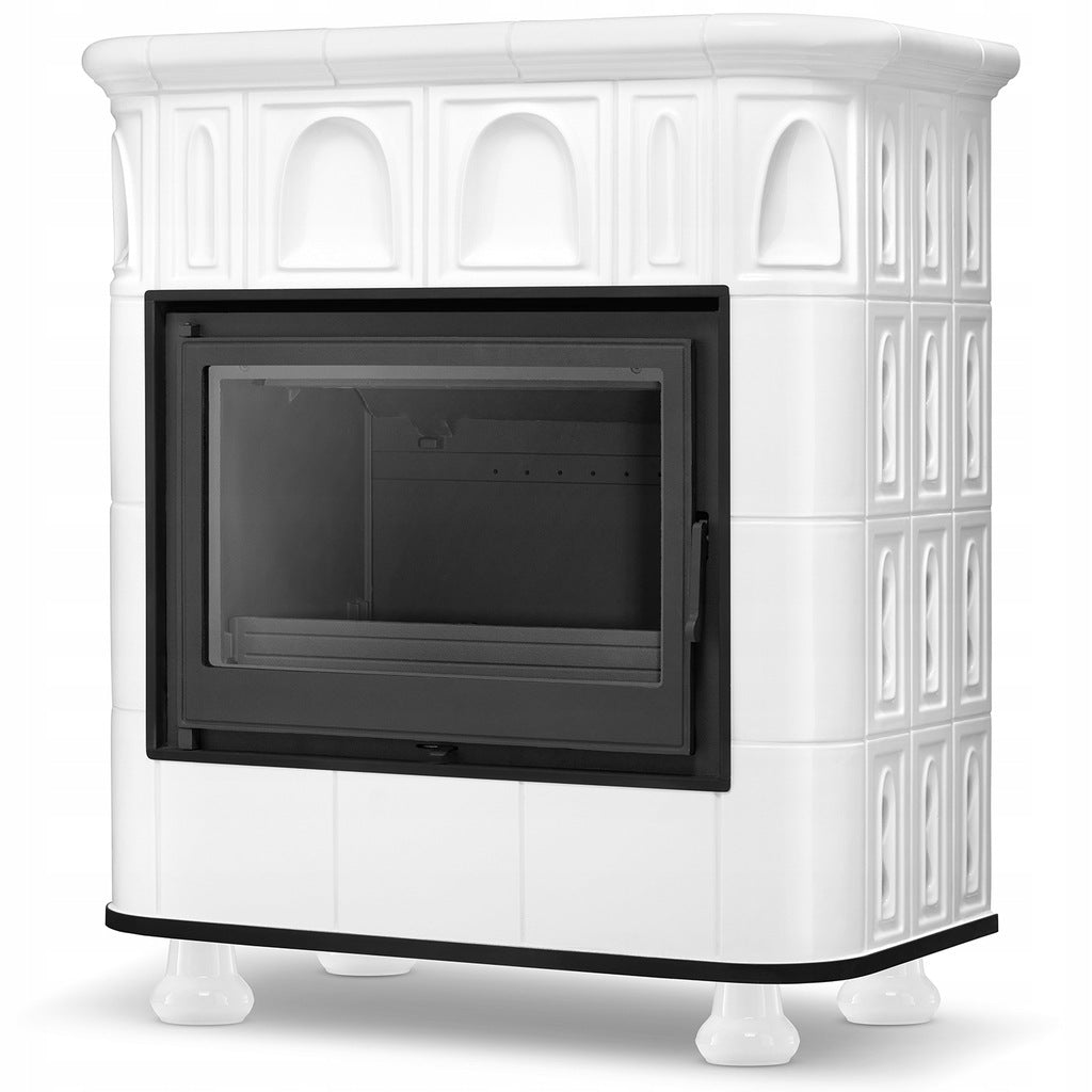 Piecyk Kaflowy Kominek Żeliwny Piec Biały 13 kW Koza Ceramiczny