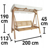 Huśtawka Ogrodowa Eukaliptus Poliester Dwuosobowa 200x113x190 cm 295 KG