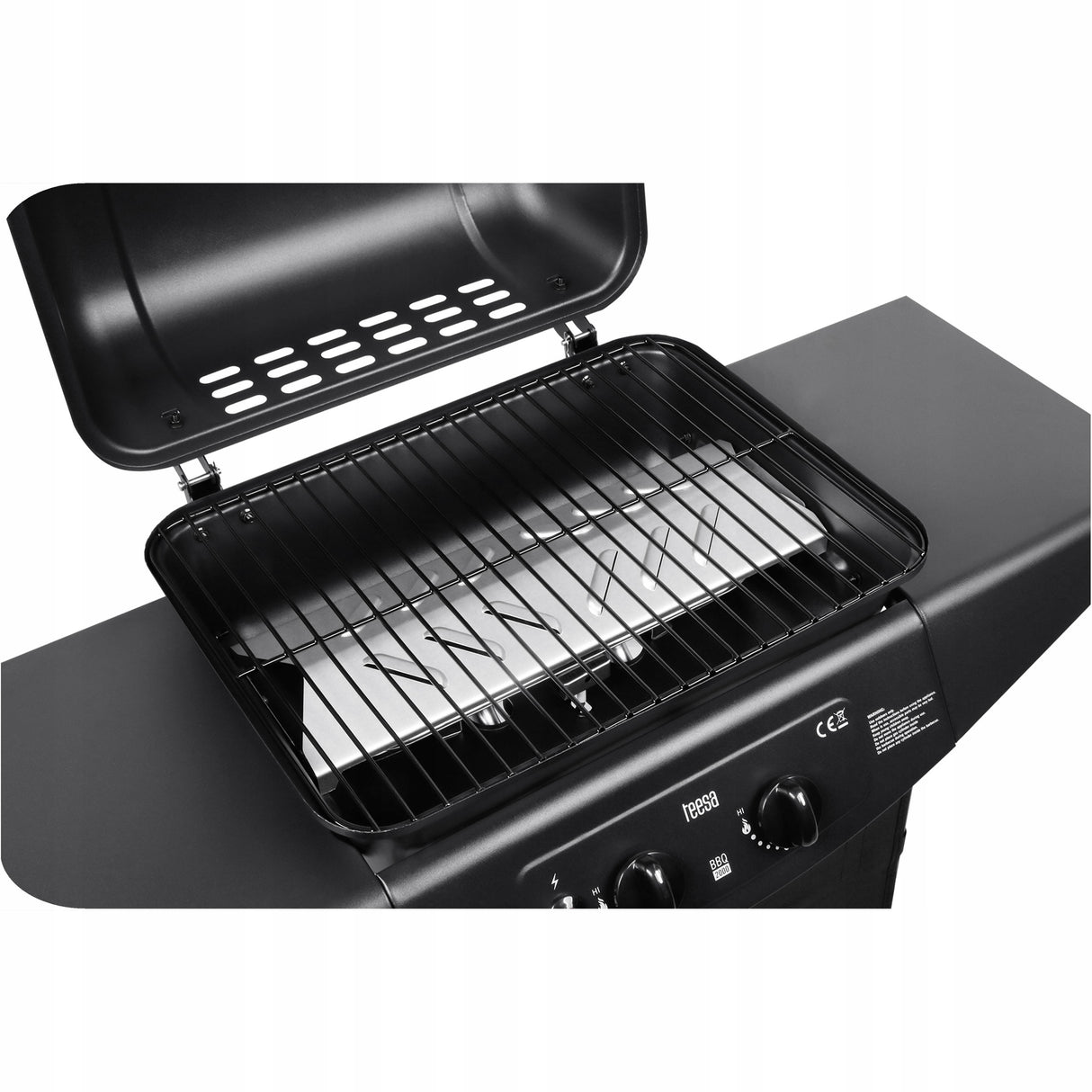 Grill Gazowy Czarny Kompaktowy Teesa BBQ 2000 2 palniki 5 kW TSA0080