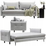 Sofa Rozkładana z Funkcją Spania i Pojemnikiem Szara 218 x 105 cm Tkanina