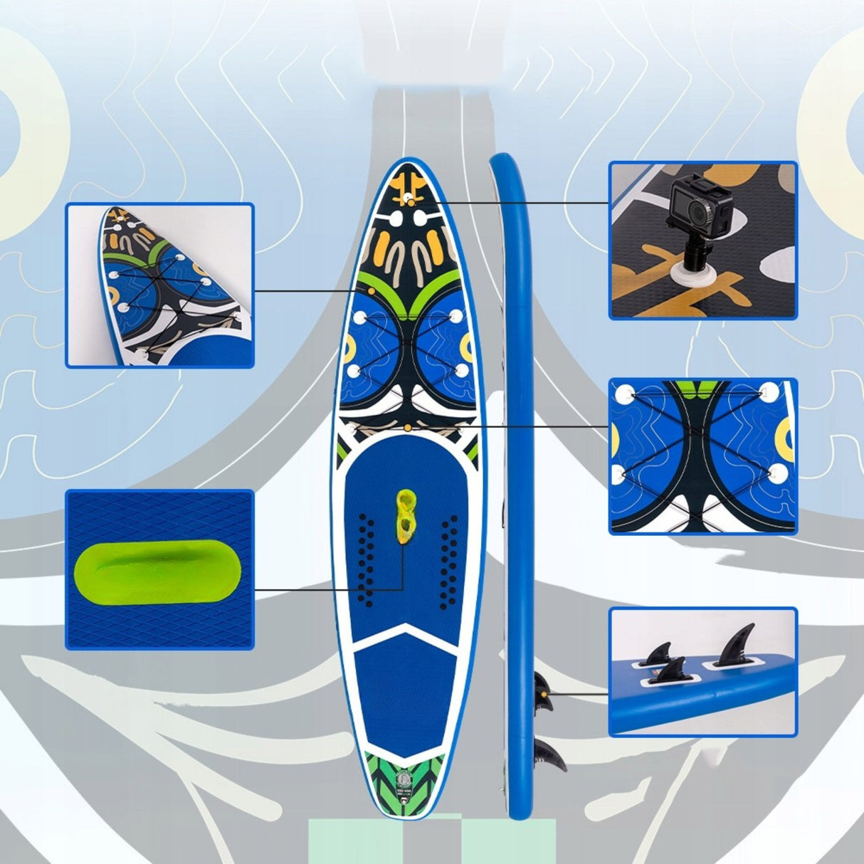 Deska Wiosłowa Nadmuchiwana Paddle Board z Akcesoriami Niebieska do 150 Kg
