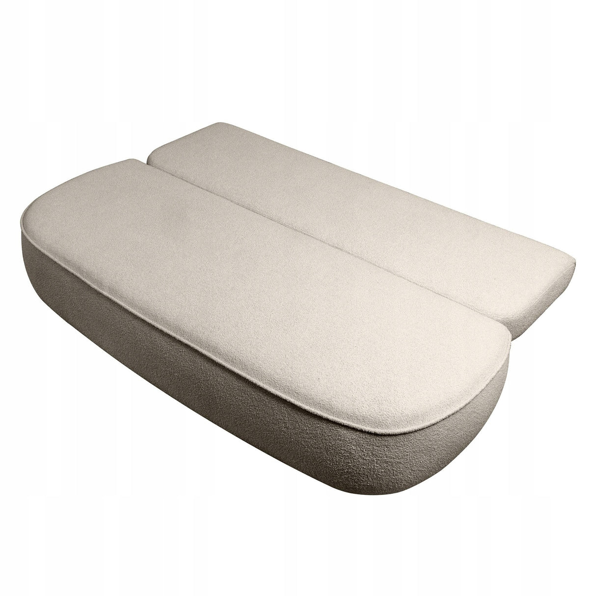Sofa Zaokrąglony Kształt z Funkcją Spania Pojemnikiem Brązowoszara 212x100