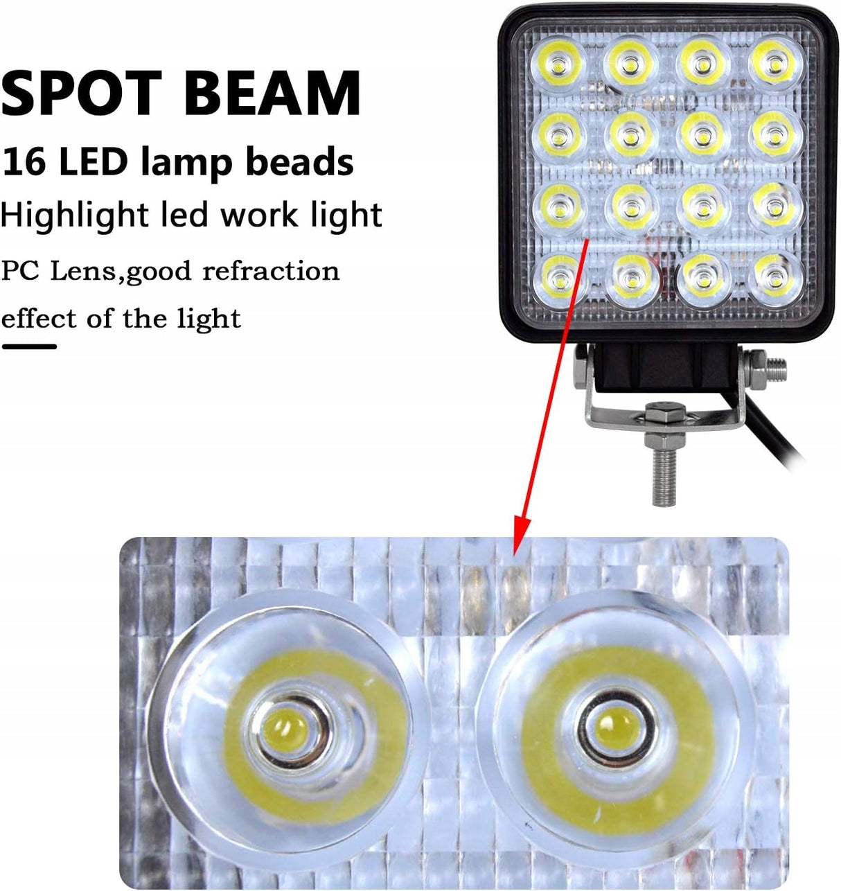 RIGIDON 2 szt. LED Reflektory 48W 4 cale, 12V/24V, 6000K dla 4x4, SUV