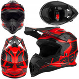 Kask Cross Enduro S Czerwony Quad MTB Homologacja EU Lekki Daszek