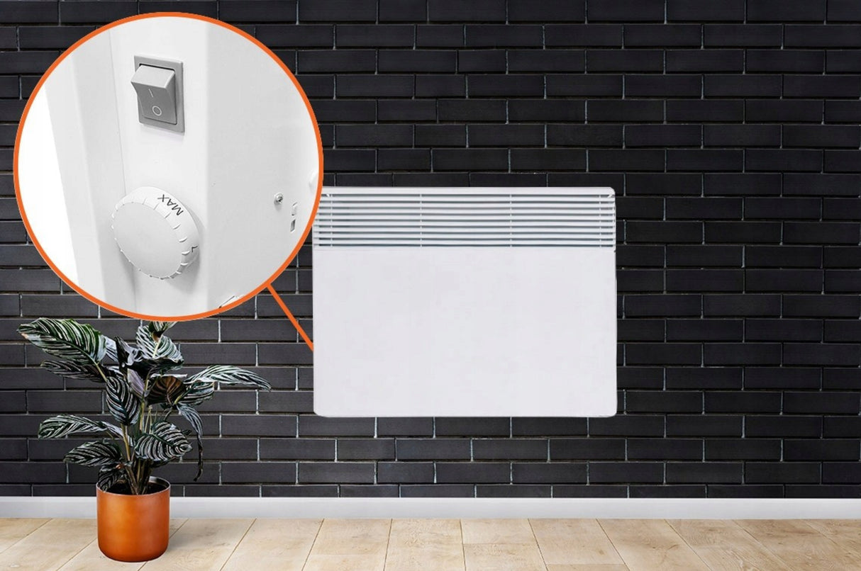 Grzejnik Konwektorowy Elektryczny Przenośny Termostat Ścienny 1000W Biały