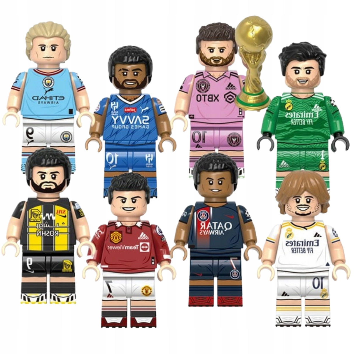 Piłkarzyki Figurki Messi Mbappe Benzema Modric 8 Sztuk Piłkarska Klasa
