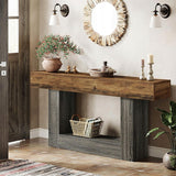 Stolik Konsolowy HOGA-RY240 Brązowy Szary 30x160x82cm Teksturowany