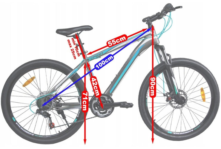 Rower Górski Shimano 21 Biegów 2xTarcze Rama 18,5" Cali BLUE Koło 26" Cali