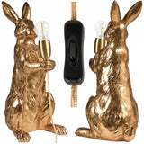 Lampa Złota Stołowa w Kształcie Królika Bugsa Elegancka Lampka Mosiądz