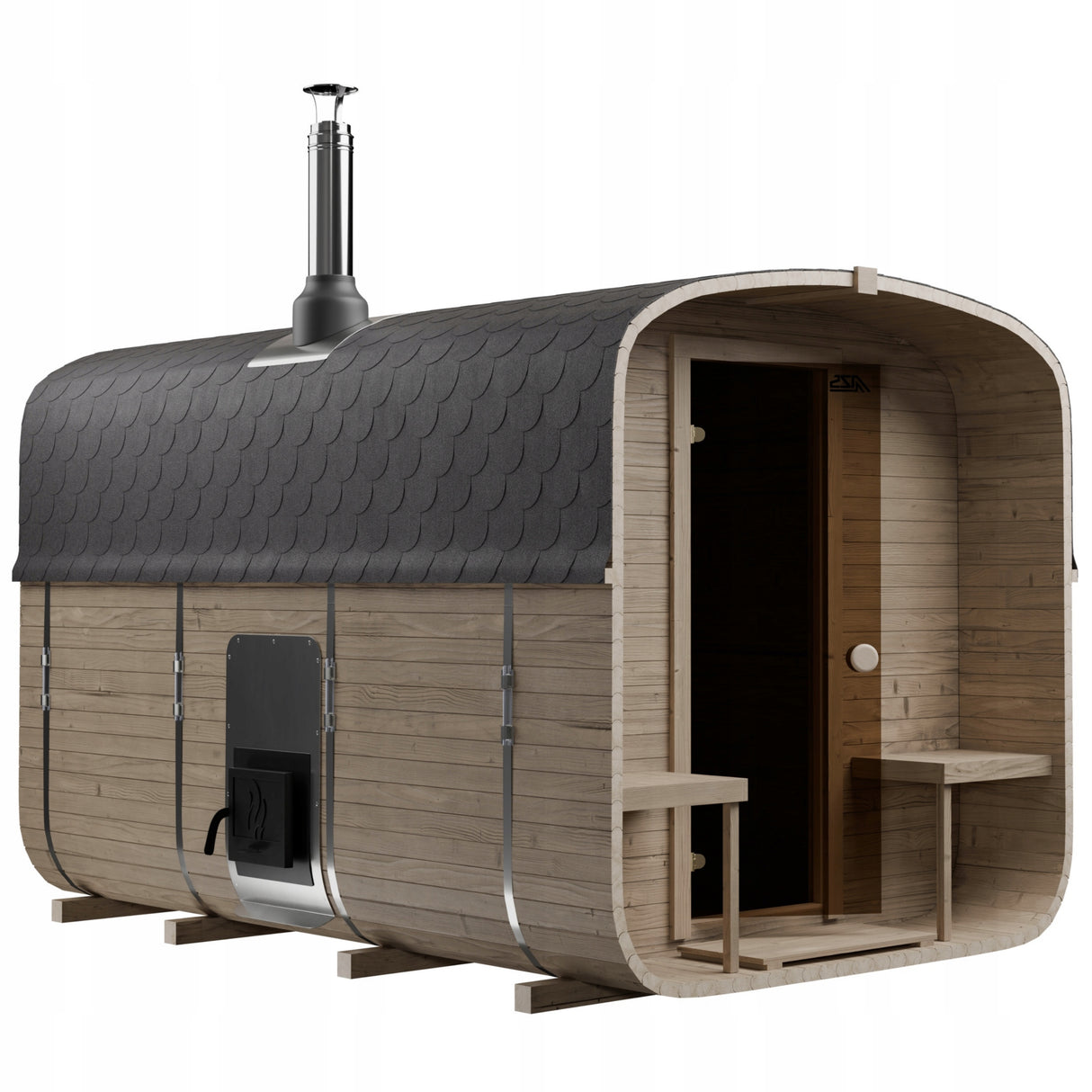 Sauna Ogrodowa z Piecem na Drewno od Wewnątrz Quadro 340cm Szwedzkie Drewno