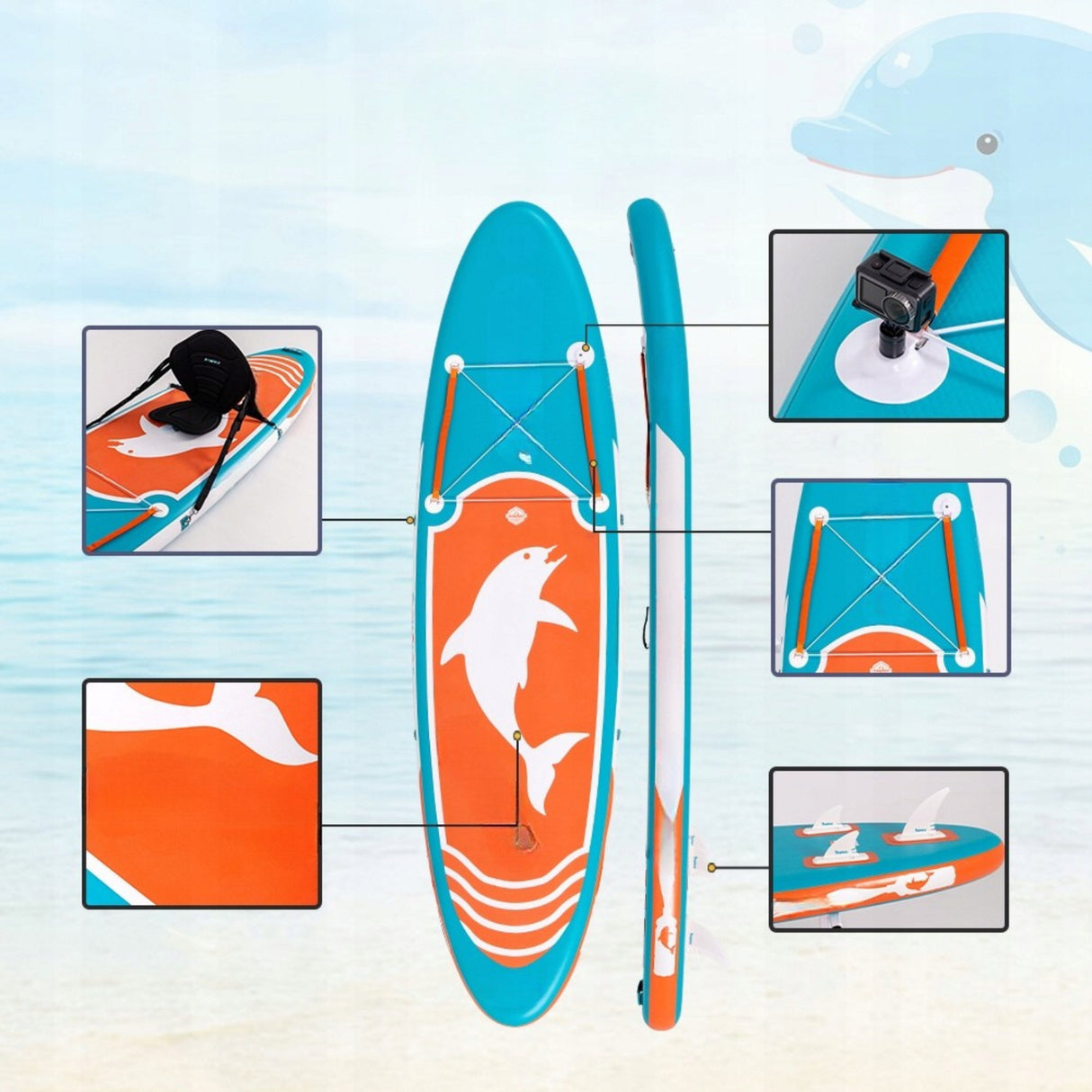 Deska Wiosłowa Nadmuchiwana Stand Up Paddle Board Niebieska z Akcesoriami