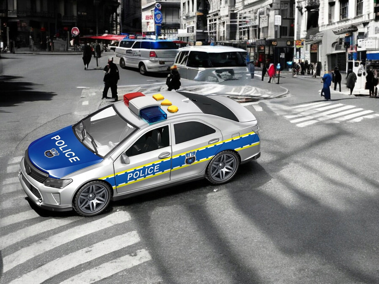 Duże Autko Radiowóz Policyjny Policja Gumowe Koła z Dźwiękiem i Efektami
