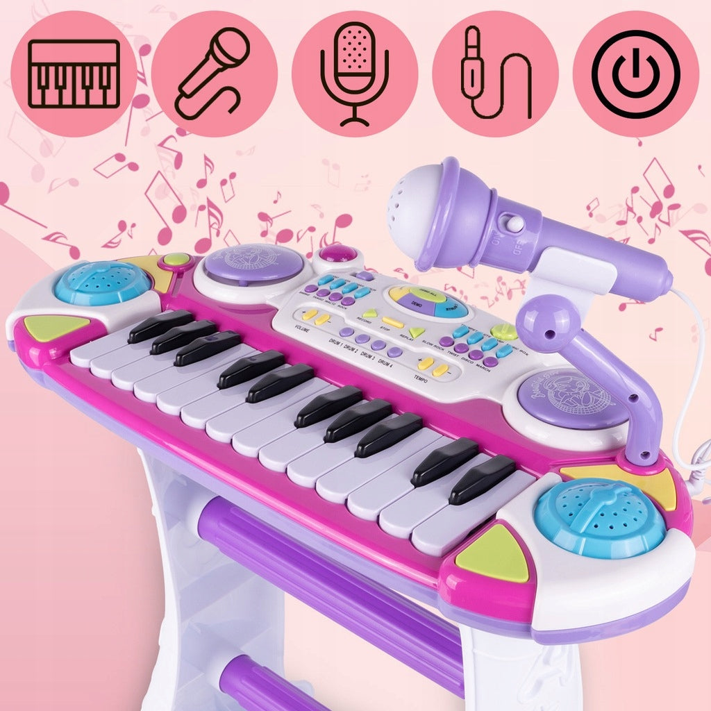 Pianino Keyboard Duży Organy Krzesełko Nagrywanie 24 Klawisze dla Dzieci