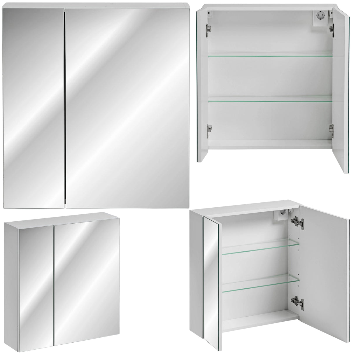 Szafka z Lustrem Płyta Laminowana Biała Łazienkowa 60 x 65 x 16,8 cm