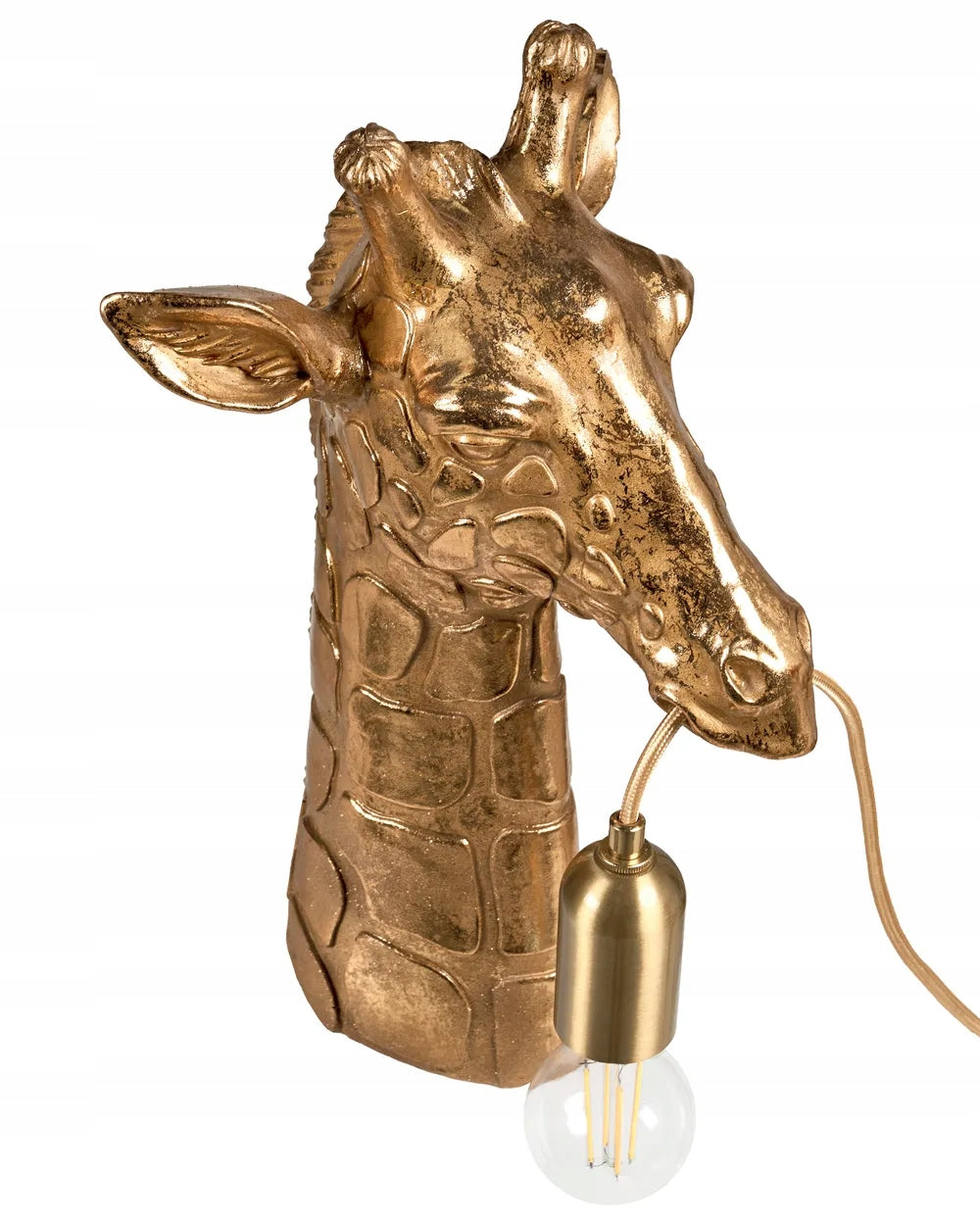 Lampa Złota Stołowa w Kształcie Żyrafy Elegancka Lampka Nocna Mosiądz 40 cm