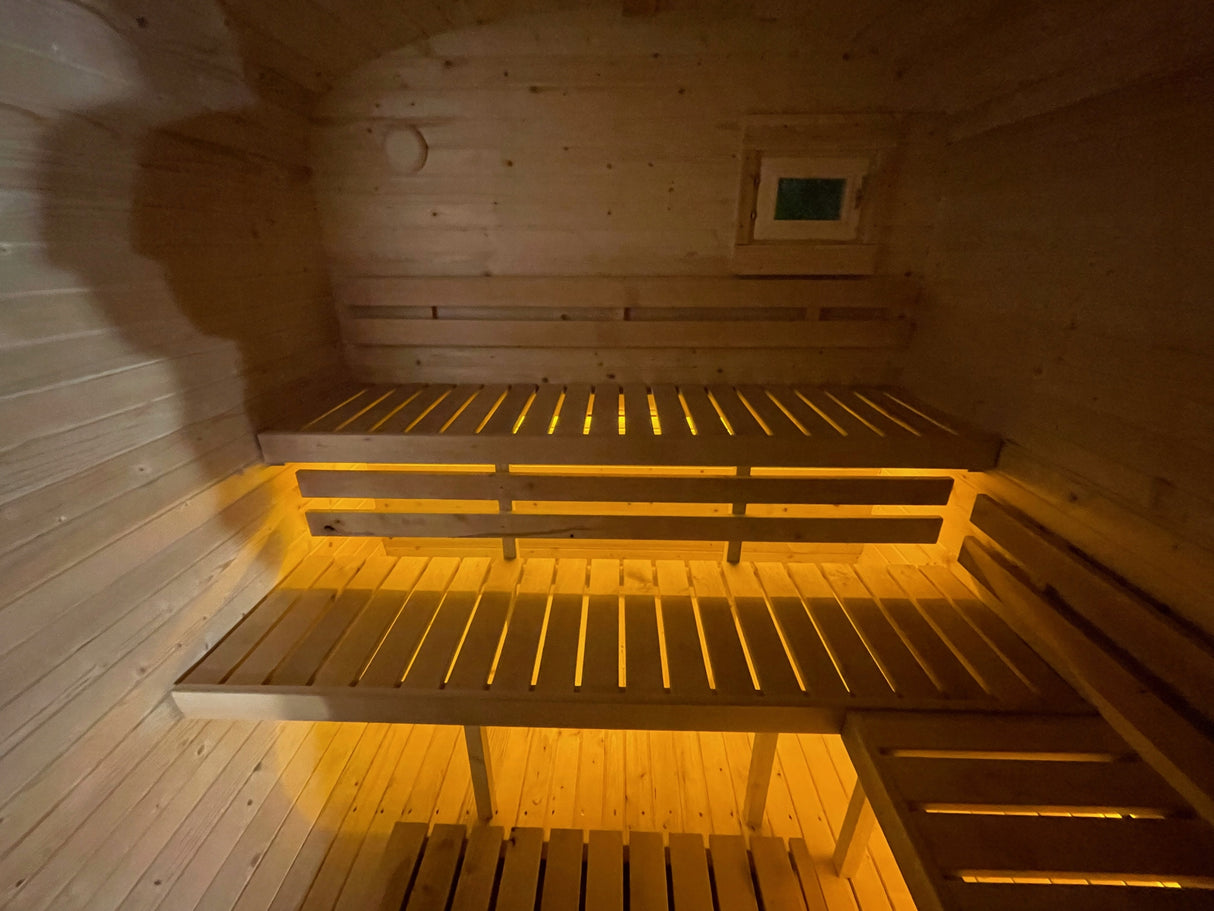 Sauna Ogrodowa Quadro 240 cm ZESTAW z Piecem na Drewno i Balią 120 cm