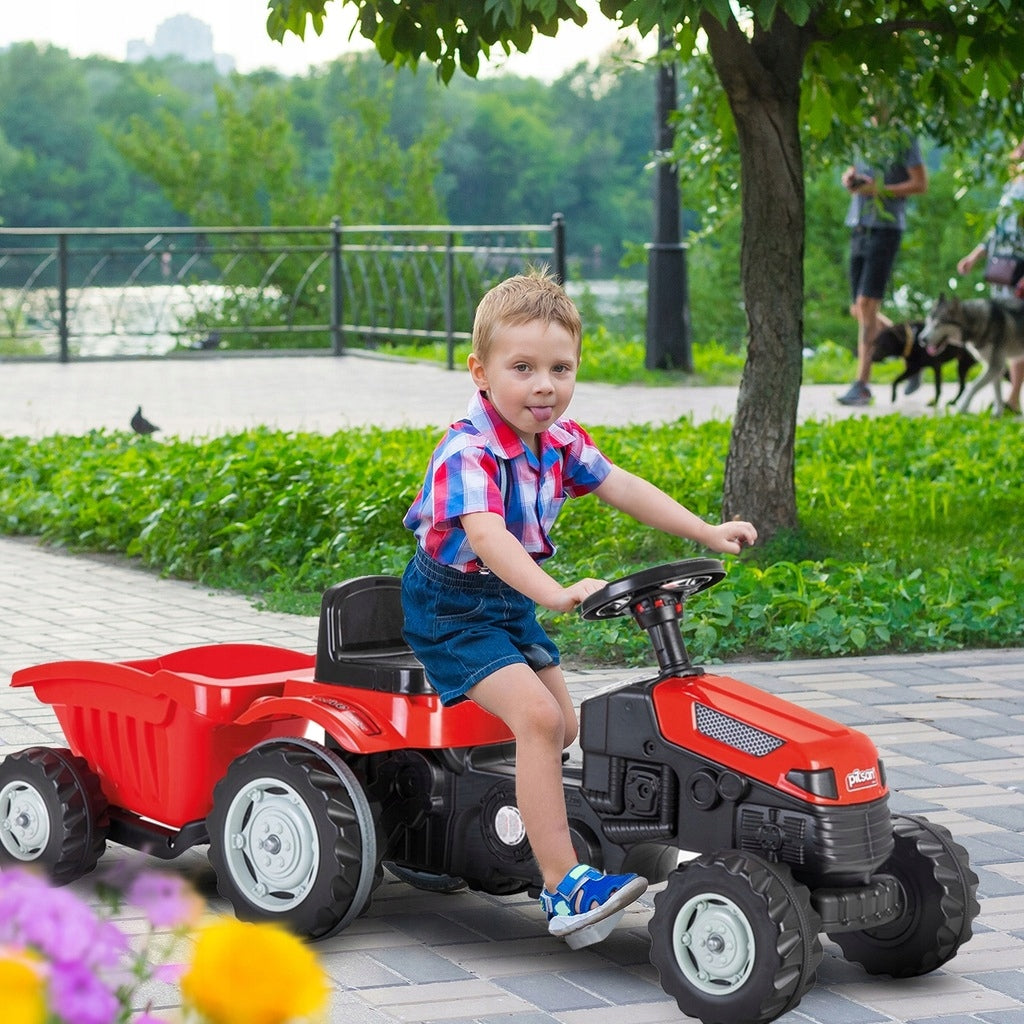 Duży Traktor na Pedały Przyczepa Jeździk dla Dziecka Czerwony TraktorekXXL