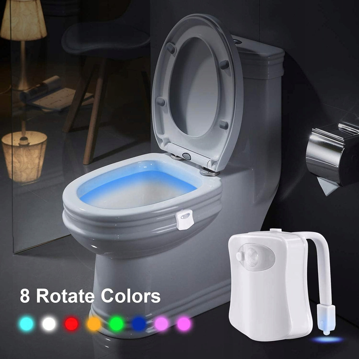 Czujniki Ruchu Led Do Wc Toalet 8 Kolorów Automatycznie Się Włącza Wyłącza