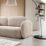 Sofa Rozkładana z Pojemnikiem na Pościel Obły Kształt Boucle Beżowa 238x101