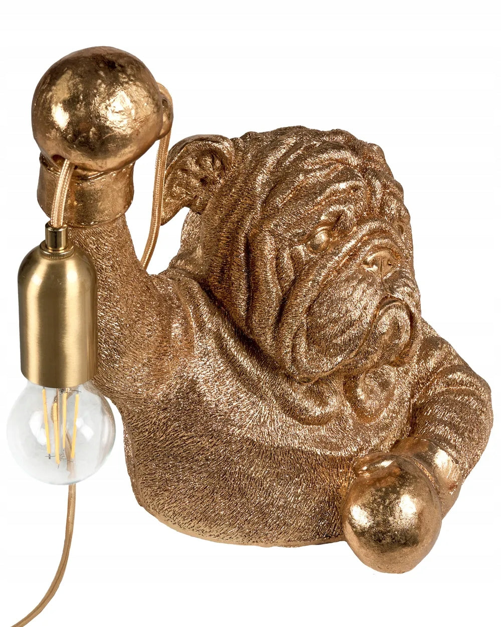 Lampa Stołowa Złoty Pies Elegancka Lampka w Kształcie Buldoga Angielskiego