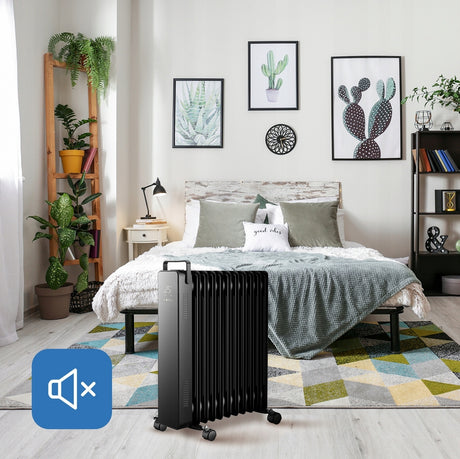 Grzejnik Elektryczny Olejowy z Termostatem Szklany 2500 W Czarny 11 Żeber