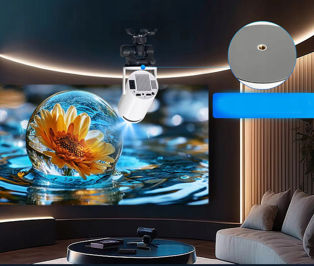Projektor Rzutnik Przenośny Obrotowy Smart Głośnik Android TV Wi-Fi Full HD