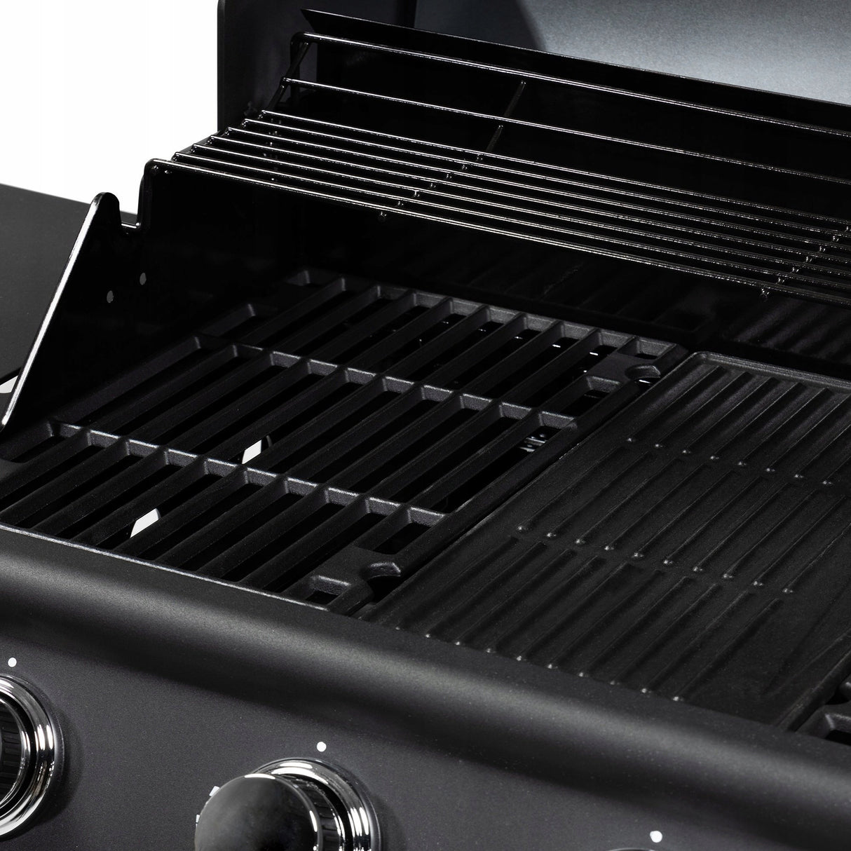 Grill Gazowy Ogrodowy z Kuchenką Boczną Żeliwny + Pokrowiec 17 kW Czarny