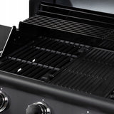 Grill Gazowy Ogrodowy z Kuchenką Boczną Żeliwny + Pokrowiec 17 kW Czarny