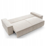 Sofa Rozkładana z Pojemnikiem na Pościel Sztruksowa Jasnobeżowa 257x102cm