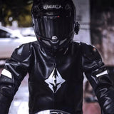 Motocyklowa Kurtka Skórzana Odporna Czarna Wodoodporna Wiatroszczelna S