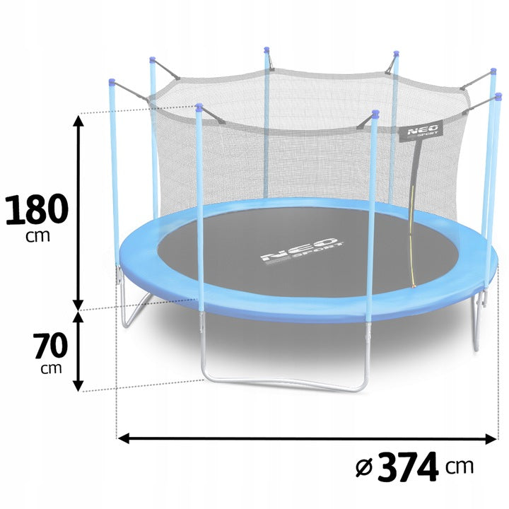 TRAMPOLINA OGRODOWA (365-374cm) 12ft NEOSPORT model 2024