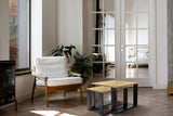 Stolik Kawowy Dąb Naturalny Loft Zestaw Kwadratowy 50x50cm 50x30cm
