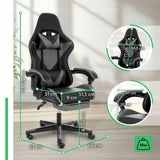 Fotel Obrotowy Biurowy Gamingowy Podnóżek Ergonomiczny Regulowany Czarny