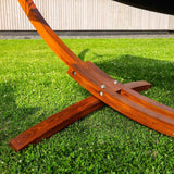 Hamak ze Stelażem Drewianym Ogrodowy z Drążkiem do 150 Kg 320x120 cm Szary